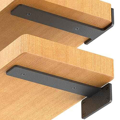 8 Pack Floating Shelf Brackets,12 Inch Heavy Duty Industrial Shelf Bracket, Black Metal L Brackets for Shelves Support DIY(1/5 Inch Thicked)