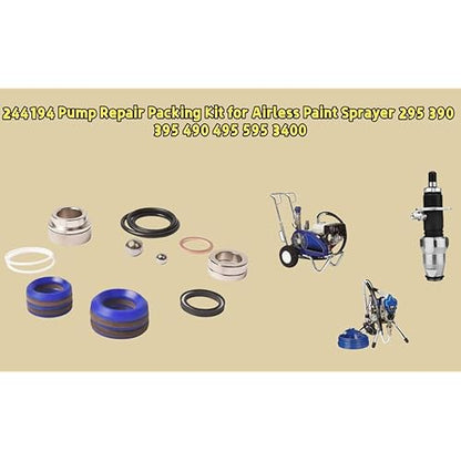 244194 Pump Repair Packing kit Kit for Graco Airless Paint Sprayer 295 390 395 490 495 595 3400 Aftermarket