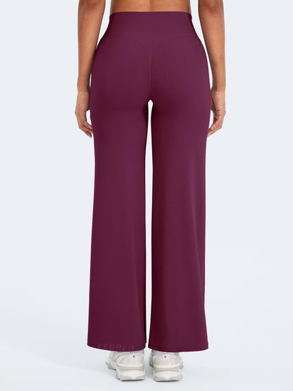 YEOREO Workout Leggings Womens No Front Seam Straight Leggings 29" High Waist Buttery Eddiy Gym Yoga Pants Black Cherry L