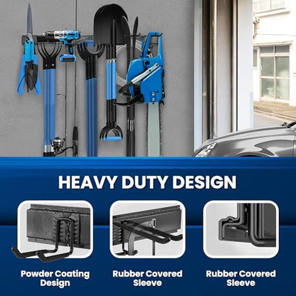 48'' All-Metal Garage Tool Organizer Wall Mount ? Heavy-Duty Tool Rack Holds 450 lbs, Adjustable Hooks for Garage, Yard, and Garden Equipment