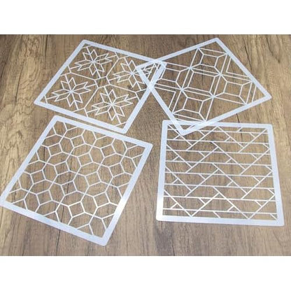 Brick Stencil Set for Crafts (15 Pack, 8x8 Inch), Street Cobblestone & Garden Sidewalk Patterns, Reusable Texture Stencils for Wood, Fabric, Furniture, Terracotta Mosaic & Geometric Floral Tile Design