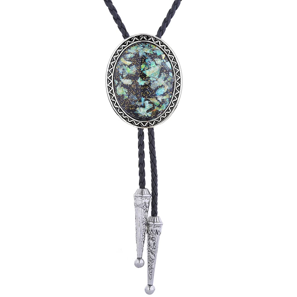 HUABOLA CALYN Bolo tie for Men Western Cowboy Leather Necktie Halloween Costume Bolo ties for Women (4# Opal)