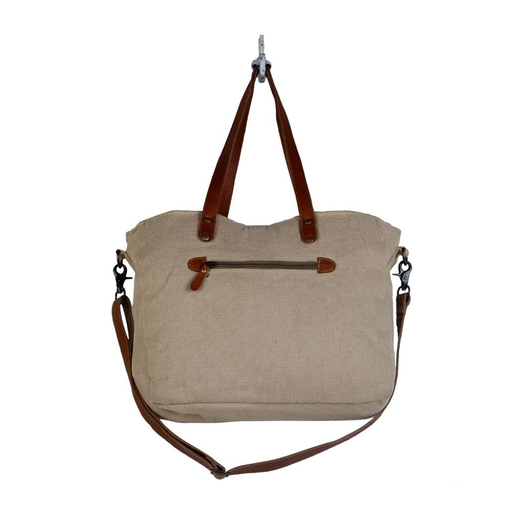 Myra Bag Wholesome Organic Boho Purses for Women - Canvas Fabric Market Bag, Boho Handbags for Women with Leather Accents, Chic Military Aesthetic, Casual Cloth Purses for Everyday, Shopping