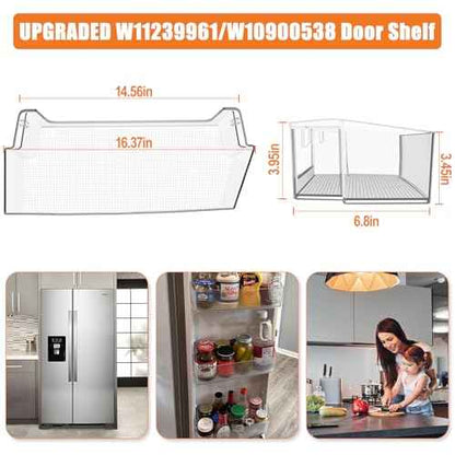 [2 PACK] UPGRADED W11239961 W10900538 Refrigerator Door Bin Shelf Compatible with Whirlpool Refrigerator Door Shelf Parts WRS321SDHW01 WRS315SDHM05 Door shelf Whirlpool Shelf Replacement WRS321SDH