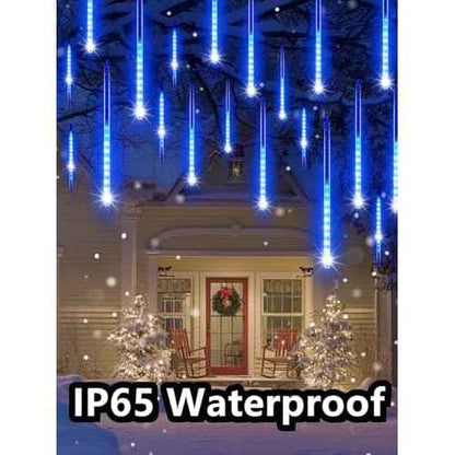 Minetom Solar Meteor Shower Lights 20 Tubes 16 Inch 720 LED Solar Christmas Lights Outdoor Waterproof, Snow Cascading String Lights for Outside Christmas Halloween House Tree Decoration, Blue