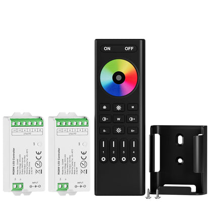 BTF-LIGHTING 5050SMD FCOB COB Dimming RF 2.4GHz Wireless Remote RC01RFB &4PCS C01RF Tuya Controller Kit 4 Zones Group Control PWM Single Color (+V -V) 2pin LED Neon Rope Light DC5V DC12V DC24V