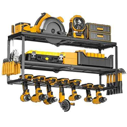 Power Tool Organizer for Tool Storage,7 Drill Holder Wall Mount and Storage Rack for Garage Organization, Heavy Duty Metal Tool Shelf for Father's day Gift