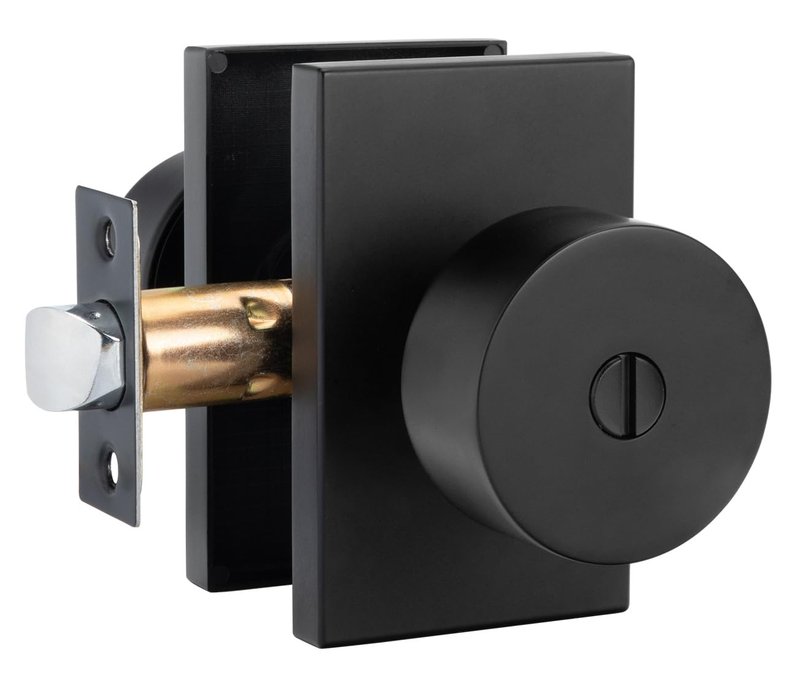 Goldenwarm Black Door Knob Interior, Zinc Alloy Matte Black Privacy Door Knobs for Bedroom Bathroom, Heavy Duty Modern Interior Door Knob (1 Pack)
