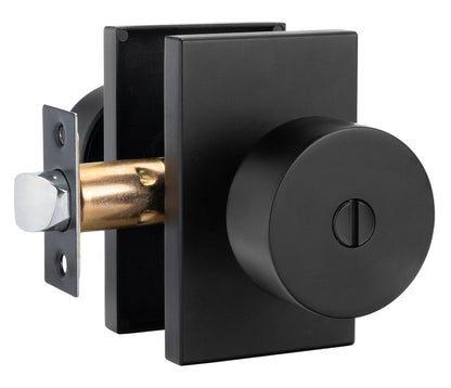 Goldenwarm Black Door Knob Interior, Zinc Alloy Matte Black Privacy Door Knobs for Bedroom Bathroom, Heavy Duty Modern Interior Door Knob (1 Pack)