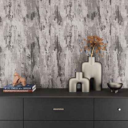 CRE8TIVE Stained Grey Concrete Wallpaper Cement Textured Wallpaper Stick and Peel Self Adhesive Removable Metallic Concrete Contact Paper for Countertops Waterproof Kitchen Backsplash Cabinets 12"x80"