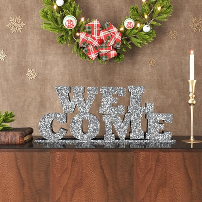 CRE8TIVE 8"x80" Silver Chunky Glitter Wallpaper Border Peel and Stick Silver Contact Paper Self Adhesive Removable Wallpaper Fabric Sequins Wall Border Trim for Girls Room Drawers Dressers DIY Crafts
