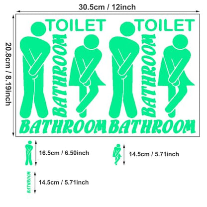 Glow in The Dark Toilet Stickers, Wall Decal for Bathroom and Bath Decorations, PET Waterproof, Kids and Adult Bathroom Signage