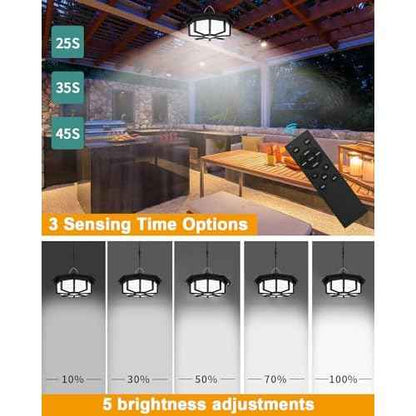 Solar Shed Light Indoor Outdoor 288LED 360¡ÆLighting Solar Lights Work in Daytime with Remote Control, Waterproof Solar Gazebo Lights with Motion Sensor/5 Modes for Home Shed Garage Barn