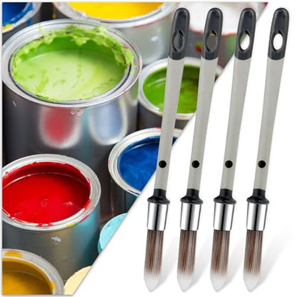 4Pcs Trim Paint Brush, Touch Up Detail Paint Small Brushes for Painting Walls Furniture Corner Trim House Baseboard Edging (Gray)