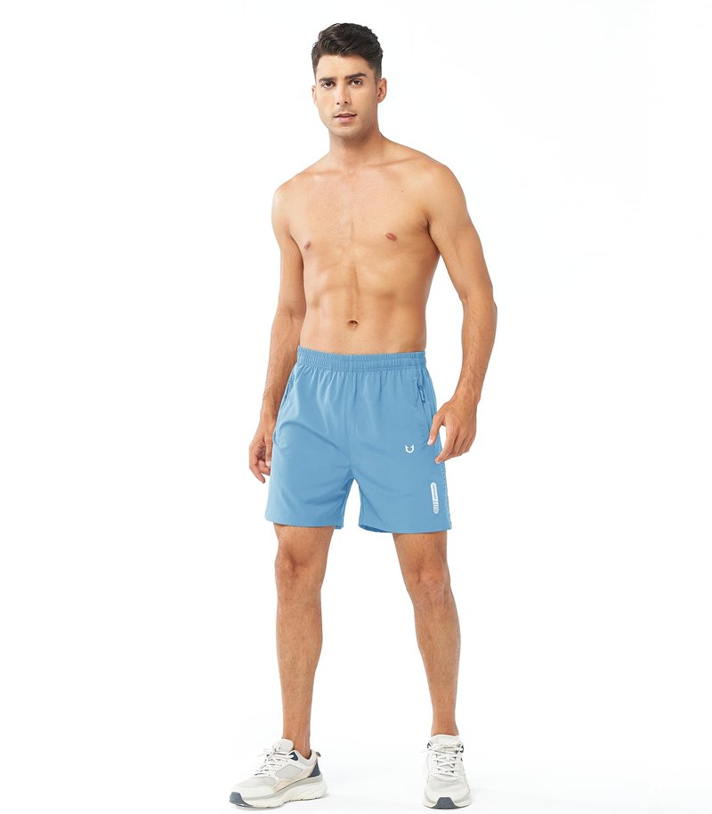 NORTHYARD Men's Athletic Running Shorts Gym Workout 7"/9"/5" Quick Dry Lightweight Sports Basketball Tennis 3 Zipper Pockets SKYBLUE-5inch 2XL