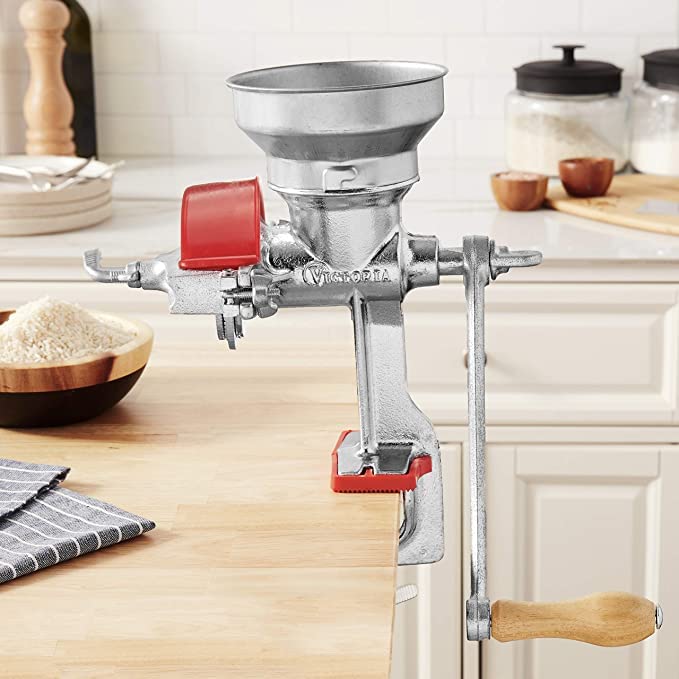 Victoria Manual Cast Iron Grain Mill with High Hopper, Premium Corn-Grinding Mill and Grain Grinder, Made in Colombia