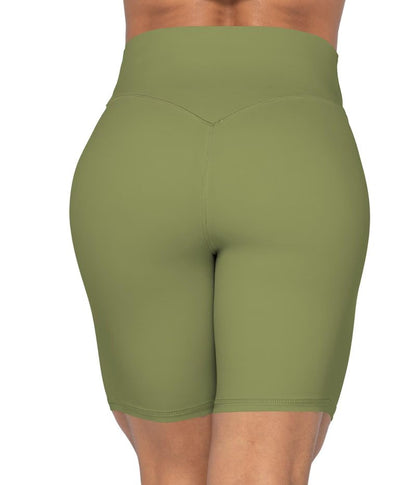 Sunzel 8" High Waist Biker Shorts for Women No Front Seam Soft Yoga Workout Gym Bike Shorts Tummy Control Squat Proof Olive Green