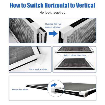 4 Pack Expandable Window Screen, 2 Way Sliding Adjustable Window Screen, Horizontal (10" H x 16" - 30" W), Horizontal and Vertical Adjustable, Durable Replacement Screen for Window, Window Screen Mesh