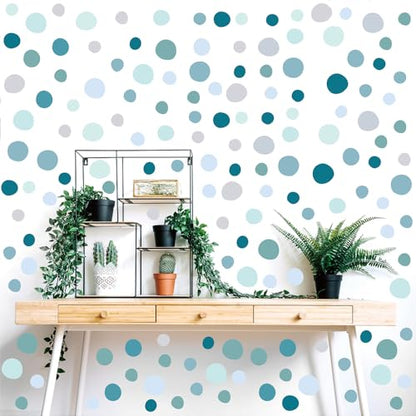 300 Pcs Self-Adhesive Irregular Dot Wall Stickers - 10 Sheets Removable Waterproof Vinyl Wall Decals for Nursery, Kids Room, Living Room, Playroom, Classroom, Home Decor (Gradient Blue)