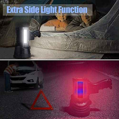 YIERBLUE Rechargeable Spotlight, Super Bright 100,000 High Lumen LED Handheld Spotlight Long Lasting Large Flashlight Searchlight and Flood Camping Flashlight with Foldable Tripod Black