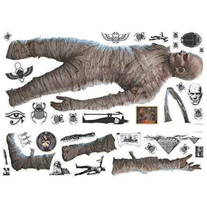 RoomMates RMK5214GM Classic Monsters The Mummy Peel and Stick Wall Decals, White, tan
