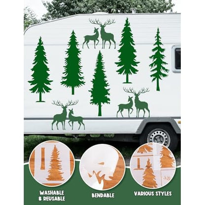 Large Pine Tree Stencils for Painting on Wood Reusable Christmas Pine Tree Template, Giant Fence Stencils for Wall Garden Fence Window Furniture Mural