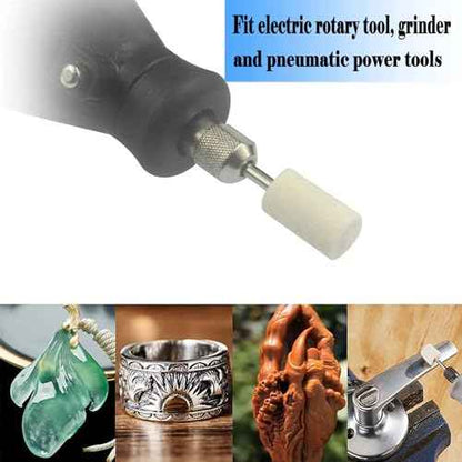 Luo ke 24 Pcs Wool Felt Polishing Bits - 3/32'' Shank Wool Felt Buffing Polishing Kits for Rotary Tools Includes Dremel