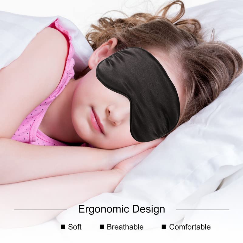 BBTO 4 Pcs Silk Sleep Eye Masks Smooth Soft Satin Eye Covers with Adjustable Strap Blindfold for Sleeping Blocking Out Lights Travel Relaxation (Royal Blue, Dark Green, Navy Blue, Black)
