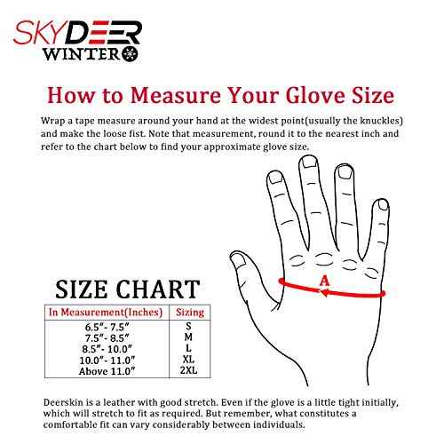 SKYDEER 100% Full Grain Deerskin Leather Winter Gloves for Men, Warm Work Gloves, Thermal Insulated Truck Driving Gloves