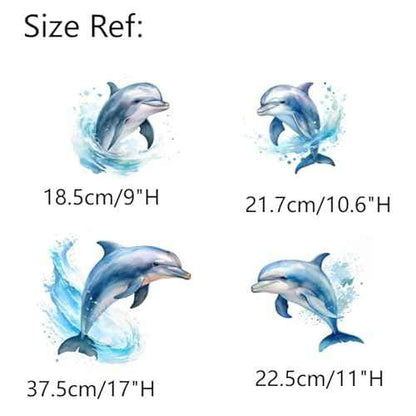 Large Dolphin Wall Decals Peel and Stick Waterproof, Big Dolphin Wall Stickers Murals Removable