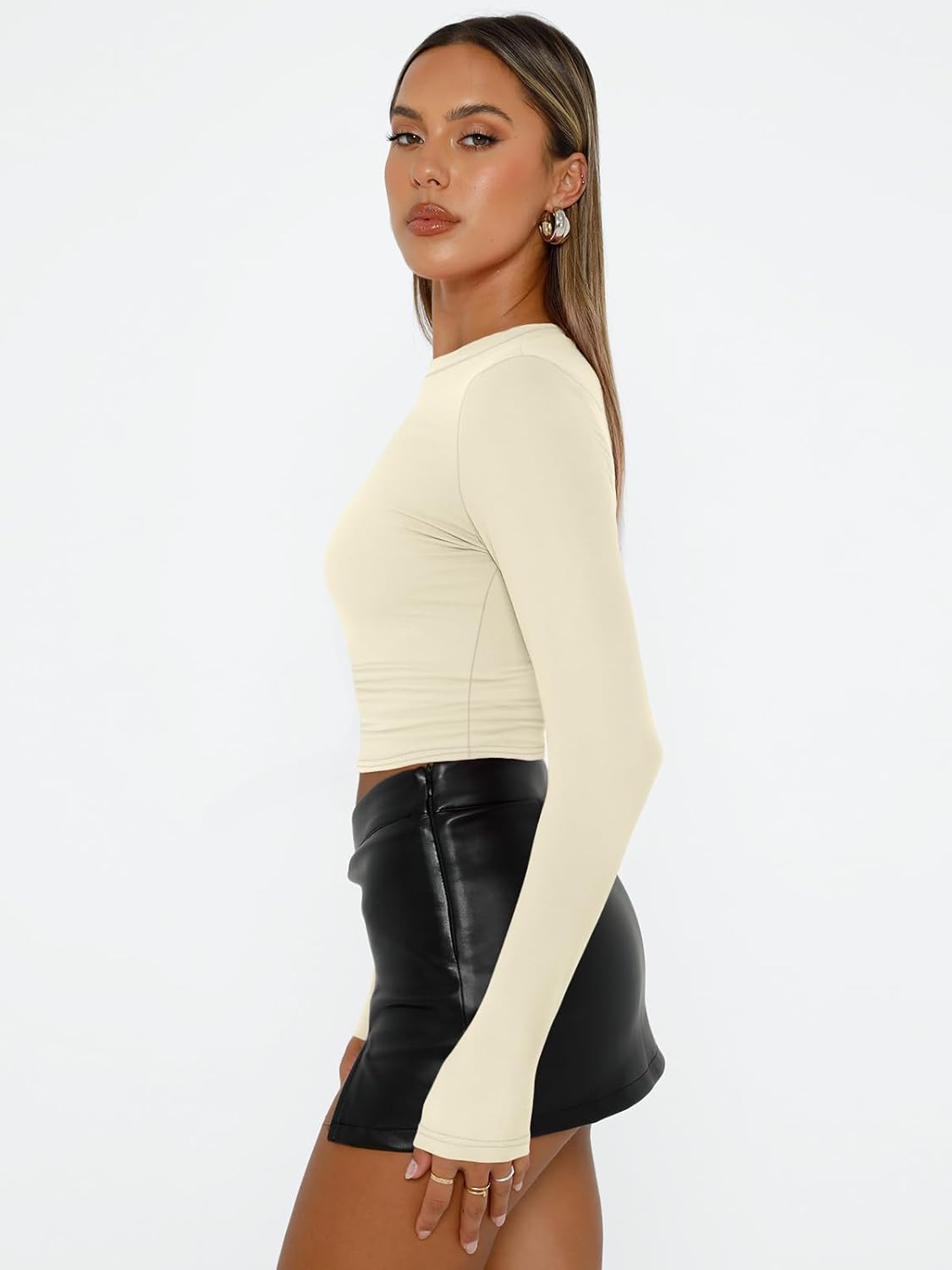 AUTOMET Womens Long Sleeve Shirts Basic Compression Going Out Crop Tops Fall Fashion Y2K Clothes 2025