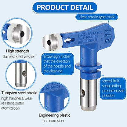 3 Pieces Spray Tips Airless Paint Spray Gun Sprayer Tip Guard Nozzle Seat Replacement for Airless Spray Paint Tip Nozzle Blue Airless Spray Paint Nozzle and Guard for Sprayer