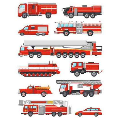 Fire Truck Wall Stickers for Boys Bedroom, Decals Room Decor, Art Fireman Firefighter Poster Decor