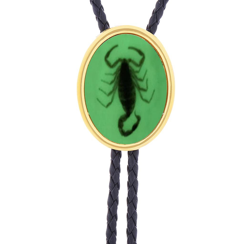 HUABOLA CALYN Bolo tie for Men Western Cowboy Leather Necktie Handmade Natural Stone Minimalist Style Bolo ties (8# Scorpion Gold)