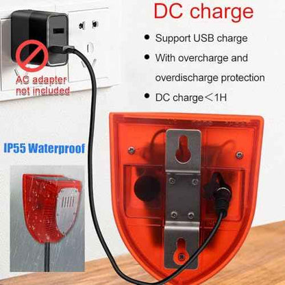 Solar Water Level Sensor, High/Low Water Level Alarm with Dual Probe, 129 dB Red Strobe Siren with Adjustable Volume, Bobber Water Detector, 16.4ft Detect Cord, IP55 Waterproof for Indoor /Outdoor