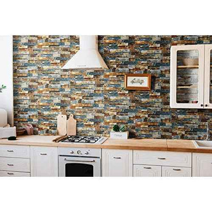 LiKiLiKi Stone Brick Wallpaper Peel and Stick Wallpaper Removable Contact Paper Faux Brick Wall Covering Roll Home Decoration Wall Paper Self Adhesive Vinyl 17.71''x118'' for Kitchen Backsplashes