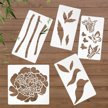 Large Flower Stencils for Painting - 10 Pcs Giant Floral Stencils with Rose & Daisy Designs for Walls, Fences & DIY Crafts