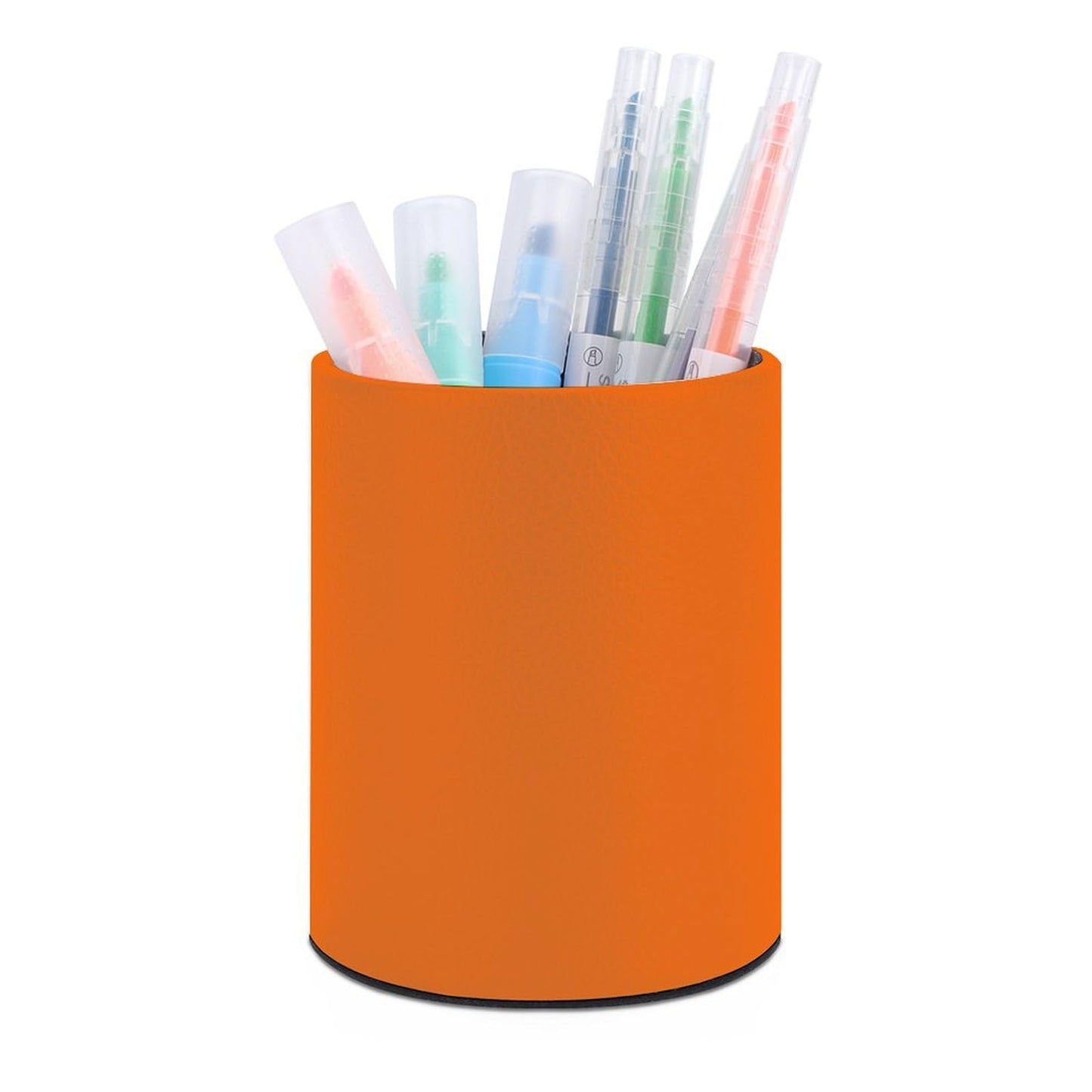 UTRSIFB Holder Cup Makeup Brush Storage Organizer, Waterproof Multifunctional Office Supplies, Pen Holder Cylinder Leather Pencil Orange