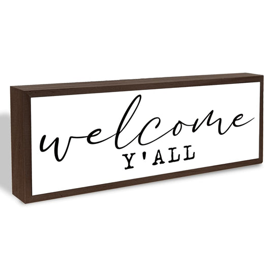 Welcome Y'all Sign, Welcome Decoration Sign, Farmhouse Decor for Entryway, Home Porch Decors for Indoor Outdoor, Rustic Tabletop Decor, Decorative Framed Signs, Home Party Decoration Supplies