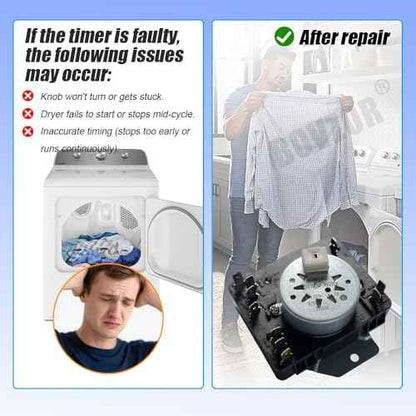 W11566735 W11685947 Dryer Timer & Knob Kit Replacement for Maytag Dryer MED4500MW0 YMED4500MW0 Replaces 4981088 AP7215858 PS17216594 EAP17216594 FIX17216594 162-428-1