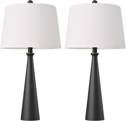 Oneach 25.75" Modern Table Lamp Set of 2, Bedside Lamps with USB Ports, Black Nightstand Lamps Set for Living Room Bedroom House Bedside Home Office Family