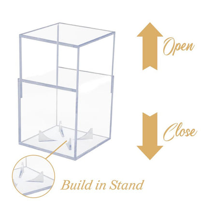 Baseball Display Case, Acrylic Baseball Holder with Wooden Base, UV Protected Acrylic Baseball Display Cube,Baseball Case for Autographed Baseball,Memorabilia Baseball (Wooden Base with Mirror)
