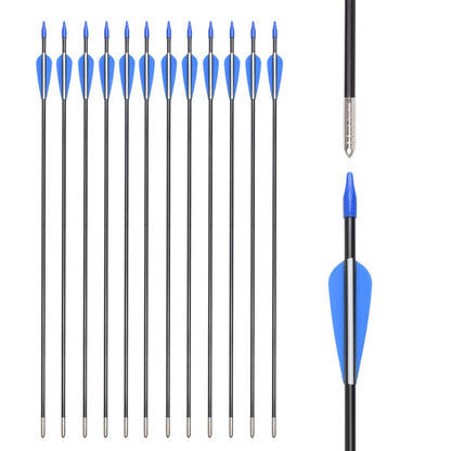 Fiberglass Arrows Archery 28 Inch Target Shooting Practice Safetyglass with Blue and White Vane for Recurve Bows Suitable for Youth Woman Beginner 6 PCS