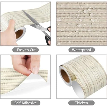 YENHOME Textured Wallpaper Border Peel and Stick Removable Wall Border Trim for Bulletin Board Borders Self Adhesive Grasscloth Wallpaper Border for Walls Mirror Frame Peel and Stick 3"X236" Beige