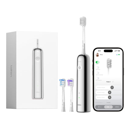 Laifen Wave Electric Toothbrush, Oscillation & Vibration Sonic Electric Toothbrush for Adults with 3 Brush Heads, IPX7 Waterproof ADA Accepted Travel Powered Toothbrush (Stainless Steel)