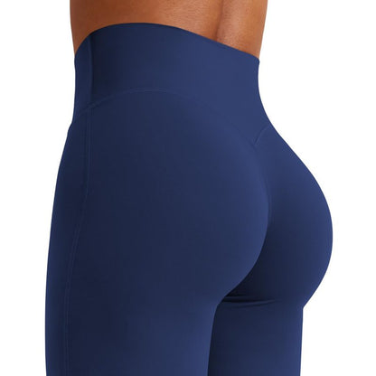 YEOREO Workout Leggings Womens No Front Seam Straight Leggings 31.5" Thin Fleece High Waist Buttery Eddiy Gym Yoga Pants Navy Blue L