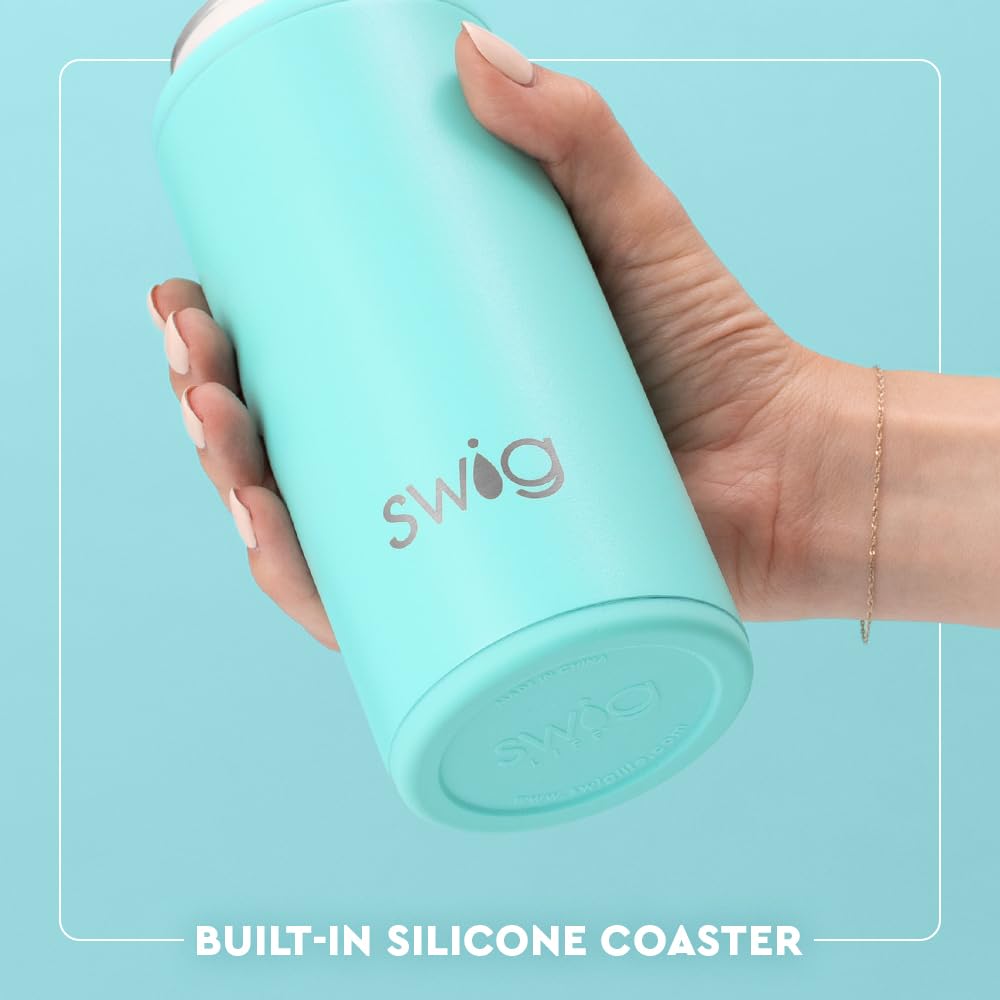 Swig Life Skinny Can Cooler, 12oz Insulated Slim Can Holder, Stainless Steel Cooler, Covers for Tall Beer Bottles, Beach Accessories for Women (Hayride)