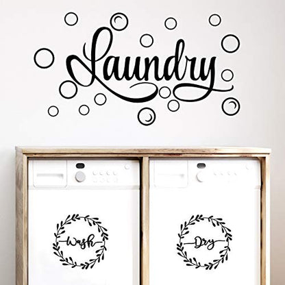Zonon Laundry Stickers Laundry Room Decor Decal Quote Wash Dry Sticker for Home Apartment Washing Machine Dryer Room Decor