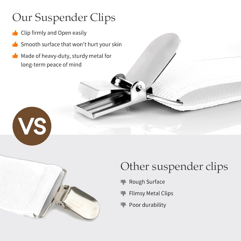 Diulinep Heavy Duty Suspenders - 2 Pack White, Ideal for Men & Women, Perfect for Under Clothing & 1920s Accessories