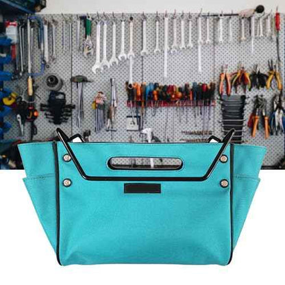 Step Ladder Tool Bag, 600D Oxford Cloth with Multiple Pockets, Heavy Duty Folding Ladder Accessory Pouch for Electrician, Mechanic, Gardening, HVAC, Construction, Light Blue